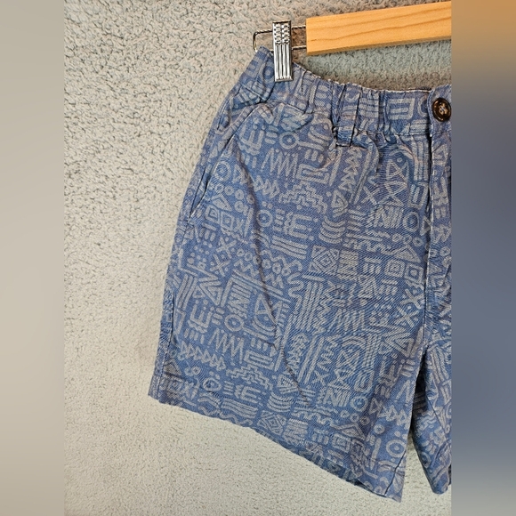 Chubbies Shorts Mens Sz M Blue Aztec Print Cotton Linen Blend Elastic Waist - Picture 3 of 11